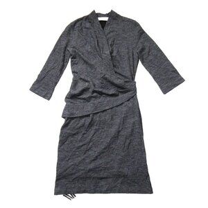 NWT MM. Lafleur Casey in Grey Black Houndstooth Ruched Faux Wrap Jersey Dress XL